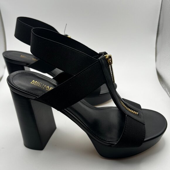 Michael Kors Black Sandals with Gold Zipper - Picture 6 of 12